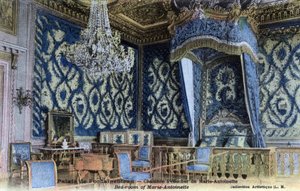 Schloss Fontainebleau: Schlafzimmer von Königin Marie Antoinette (1755-1793) - Postkarte Ende 19. Anfang 20. Jahrhundert von William M. Timlin