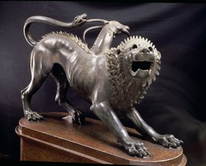 Chimäre von Arezzo oder die Chimäre, verwundet von Bellerophon, Etruskisch, 380-360 v. Chr. von Unbekannt