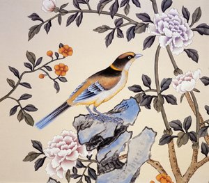 Chinoiserie-Tapete, Marble Hill House, Twickenham, Richmond, Middlesex, UK