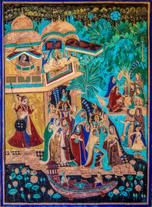 Chittra Shala Hof mit virtuosen feinen Malereien, Taragarh Fort, Bundi, Rajasthan, Indien von Unbekannter Künstler