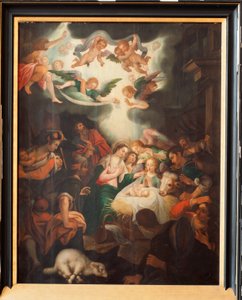 Basilika Notre-Dame de Tongre. Innenansicht. Triptychon. Die Geburt. von Unbekannter Künstler
