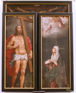 Kirche (Eglise Saint-Martin). Innenansicht. Triptychon. Die Kreuzigung. von Unbekannter Künstler
