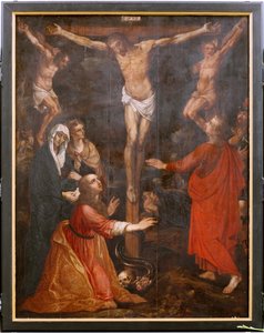 Kirche (Eglise Saint-Martin). Innenansicht. Triptychon. Die Kreuzigung von Unbekannter Künstler