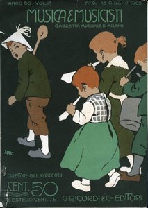 Titelblatt der italienischen Musikzeitschrift „Musica e Musicisti“, Gazzetta Musicale di Milano, Ricordi von Unbekannter Künstler