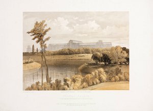 Kristallpalast, nach der Großen Ausstellung Der Kristallpalast vom Zwischenreservoir, ca. 1855 von Unbekannt