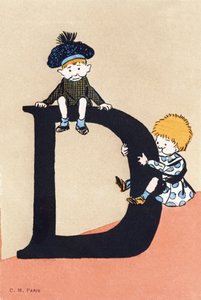 D wie deux, descendre - Alphabet für Kinder. C. M. Herausgeber, Paris. Handbemalte Postkarten, abgestempelt 1904. Maße: 14 x 9 cm von Unbekannt