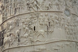 Alltagsleben in einem römischen Lager, von der Trajanssäule (Detail) von Unbekannt