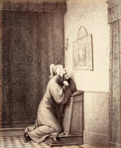 Dante kniet im Gebet, mit seinem Blick auf ein Triptychon gerichtet. von Unbekannter Künstler