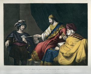 David übergibt Uria einen Brief - Bibel