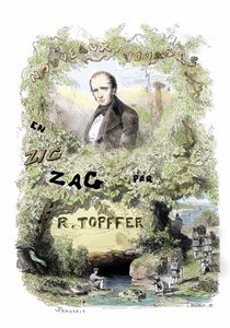 Anfänge des Comics: Frontispiz von „Nouveaux voyages en zig-zag“ von Rodolphe Topffer (1799-1846) von Unbekannter Künstler