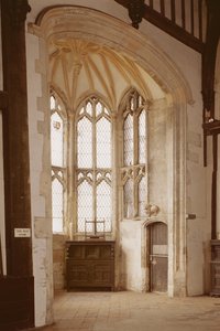 Detail eines Fensters in der Großen Halle, Gainsborough Old Hall, Lincolnshire
