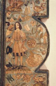 Detail der Strohmarketerie vom Spiegelrahmen um 1670 von Unbekannt