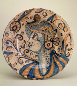 Schale, mit Kopf-und-Schultern-Porträt, Talavera, spätes 16. Jahrhundert (Majolika)