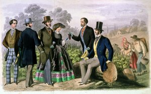 Elegante Gesellschaft bei der Weinlese, ca. 1860-1870