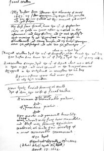 Einträge von Izaak Walton in seinem Exemplar des Book of Common Prayer, nach 1662 von Unbekannt