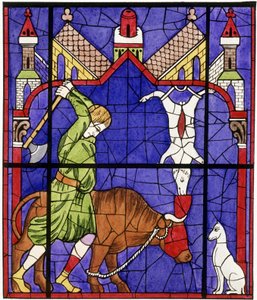 Faksimile eines Glasfensters der Kathedrale Notre-Dame de Chartres, das einen Metzger darstellt von Unbekannter Künstler