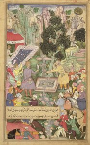 Folio 126 Babur an der Quelle von Khawaja Sih Yaran, aus dem 