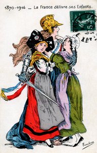 Frankreich, das ihre Kinder (Elsass und Mosel, Lothringen) liefert, Postkarte von Fercham von Unbekannt