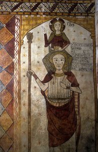 Fresko des Ferrande-Turms in Pernes-les-Fontaines (Pernes les Fontaines, Vaucluse (84) aus dem 13. Jahrhundert: Heiliger Christophorus trägt Christus von Unbekannt