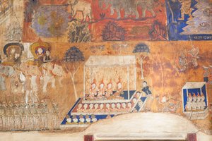 Fresken an den Wänden von Wat Bo mit Szenen aus dem Reamker, Siem Reap, Kambodscha