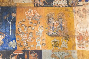 Fresken an den Wänden von Wat Bo mit Szenen aus dem Reamker, Siem Reap, Kambodscha