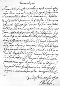 Freundlicher Brief von Karl I. an seinen Neffen, Prinz Maurice, geschrieben in Newtown, Powys, Wales, 20. September von Unbekannt