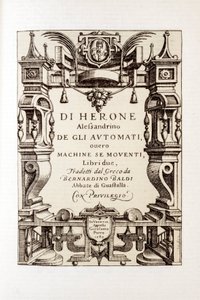 Frontispiz von „Die Automaten“ von Heron von Alexandria (1. Jahrhundert) 1589
