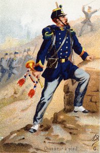 G: Fußjäger. Gravur in "Militäralphabet". Chromolithographien Ende des 19. Jahrhunderts. von Unbekannt