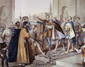 Galileo Galilei demonstriert seine Erfindung des Teleskops