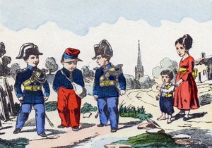 Gendarmen. Gravur in "Alphabet militaire enfantin". Bildgebung von Pont-a-Mousson, um 1890. 20 Seiten. von Unbekannt