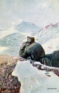 Deutscher Beobachter im Schnee während des Ersten Weltkriegs von Unbekannter Künstler