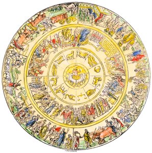 Griechische Mythologie: Der Schild des Achilles, Held des Trojanischen Krieges. Kolorierte Gravur des 19. Jahrhunderts.