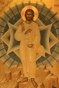 Griechisch-orthodoxe Ikone, die die Verklärung Jesu darstellt Thessaloniki Griechenland von Unbekannt