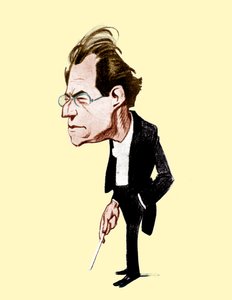 Gustav Mahler. Karikatur von Oscar Garvens, österreichischer Komponist, 7. Juli 1860 - 18. Mai 1911. Oscar Garvens 1874-1951 von Unbekannt