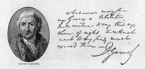 Handschrift und Unterschrift von David Garrick von Unbekannt