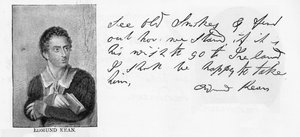 Handschrift und Unterschrift von Edmund Kean von Unbekannt