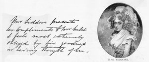 Handschrift und Unterschrift von Mrs. Siddons von Unbekannt