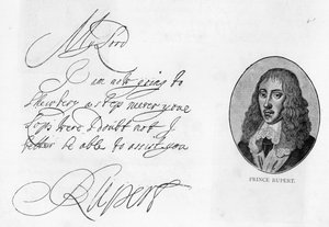 Handschrift und Unterschrift von Prinz Rupert vom Rhein von Unbekannt