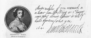 Handschrift und Unterschrift von Königin Henrietta Maria von Unbekannt