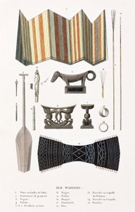 Harpunen, Kopfstützen und andere Gegenstände aus Waigiou, Indonesien von Unbekannt