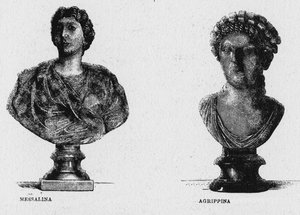 Geschichte des antiken Rom. Messalina, die dritte Frau des römischen Kaisers Claudius und Agrippina die Ältere von Unbekannt