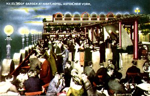 Hotel Astor, New York City - Dachgarten bei Nacht von Unbekannter Künstler