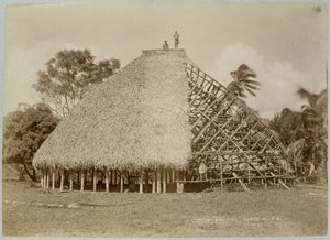 Hausbau in Samoa, ca. 1875
