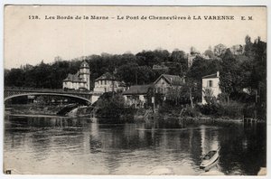 Ile de France, Val de Marne (94), La Varenne: die Ufer der Marne und die Brücke von Chennevieres, mit dem Schloss des Rets - Postkarte datiert 1910-1919 von Unbekannt