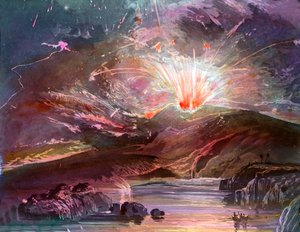 Im April 1902 brach der Vulkan Pelée auf der Insel Martinique aus von Unbekannter Künstler