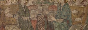 Innenansicht. Nordquerhaus. Altar (Altar der Wandmalereien). Original aus der Hauptkapelle. Wandmalereien (Fresko?). Detail. Ende 14. Jahrhundert. von Unbekannt