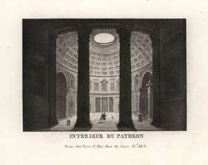 Innenansicht des Pantheon mit der Kassettendecke und dem Oculus, Rom