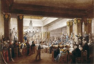 Innenansicht des „Cafe Nuevo“. Madrid, 19. Jahrhundert. Stich. SPANIEN. MADRID (AUTONOME GEMEINSCHAFT). Madrid. Museo de Historia