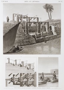 Bewässerung, zwei Bewässerungssysteme, Ägypten, ca. 1798 von Unbekannt