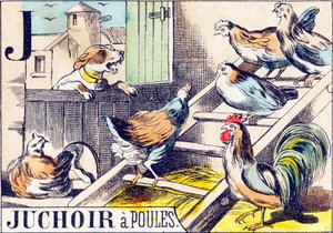 Juchoir a poules - Alphabet des Bauernhofs Ende des 19. Jahrhunderts (Gravur)
